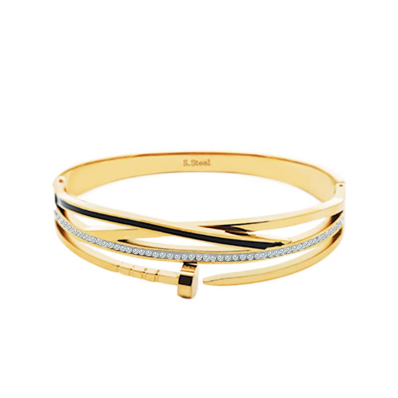 BRACELET RIGIDE CLOU AVEC STRASS - DH22100D359
