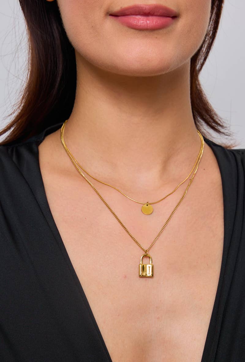 Collier double avec cadenas en acier inoxydable 224SS03