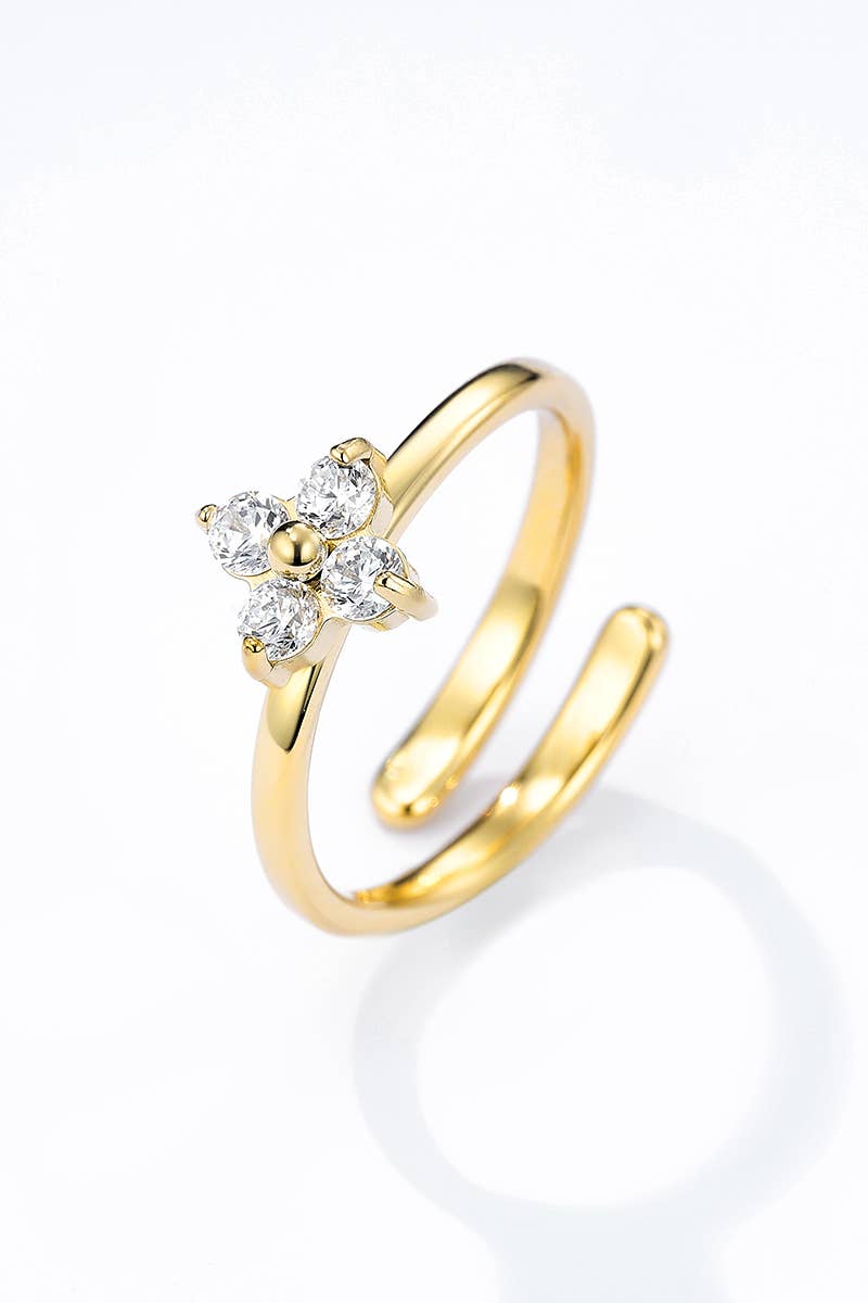 Bague trèfle strassé en acier inoxydable 424AQ131