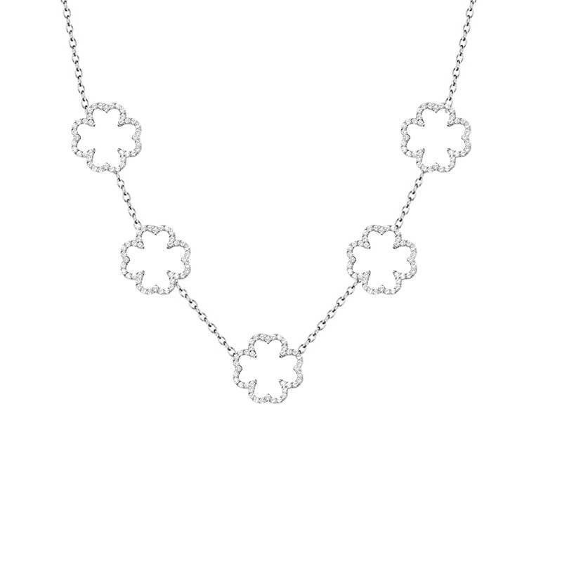 COLLIER 5 TRÈFLES À QUATRE FEUILLES EN STRASS - YC25128B385