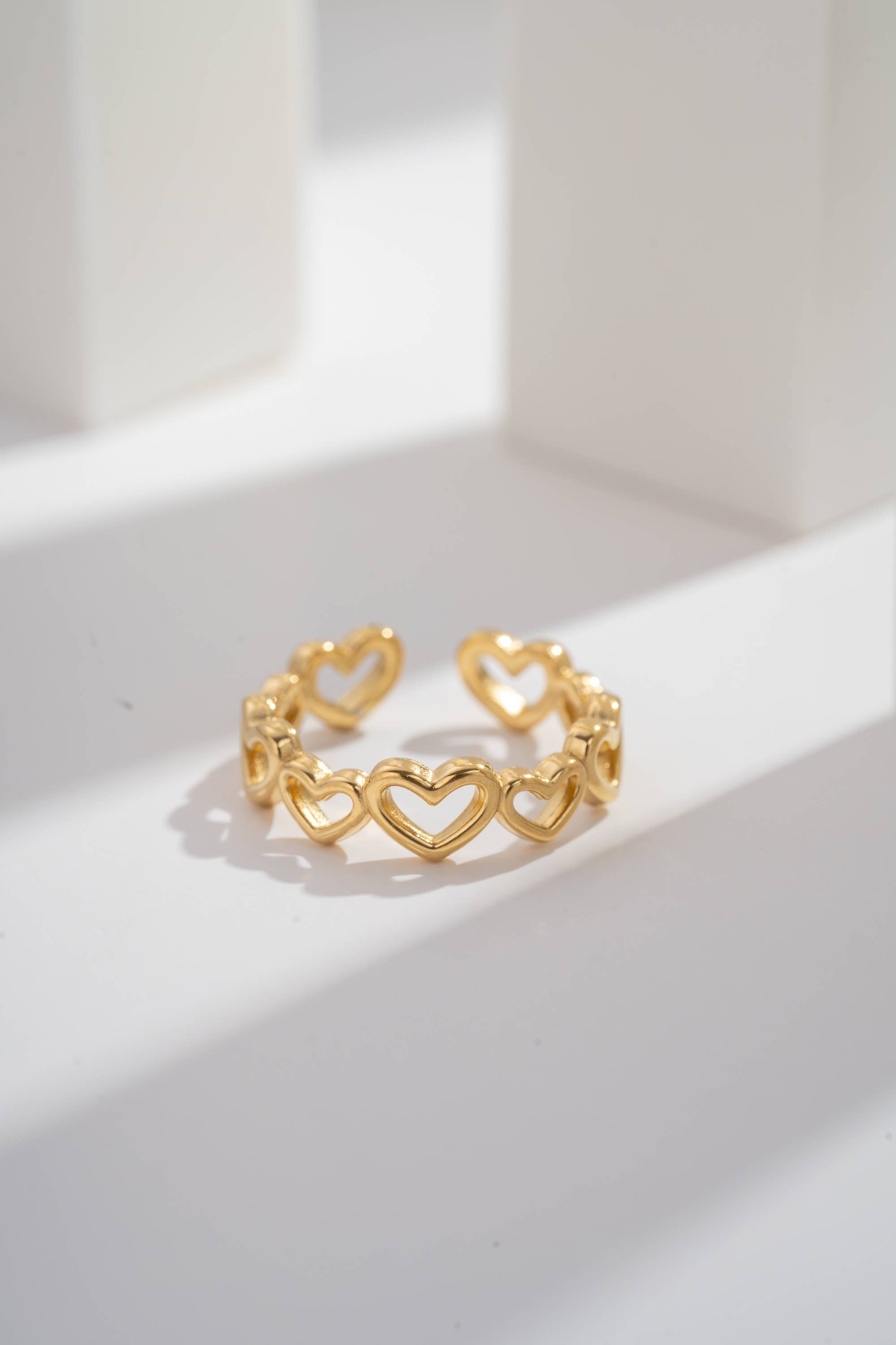 Bague cœur ajustable en acier inoxydable minimaliste