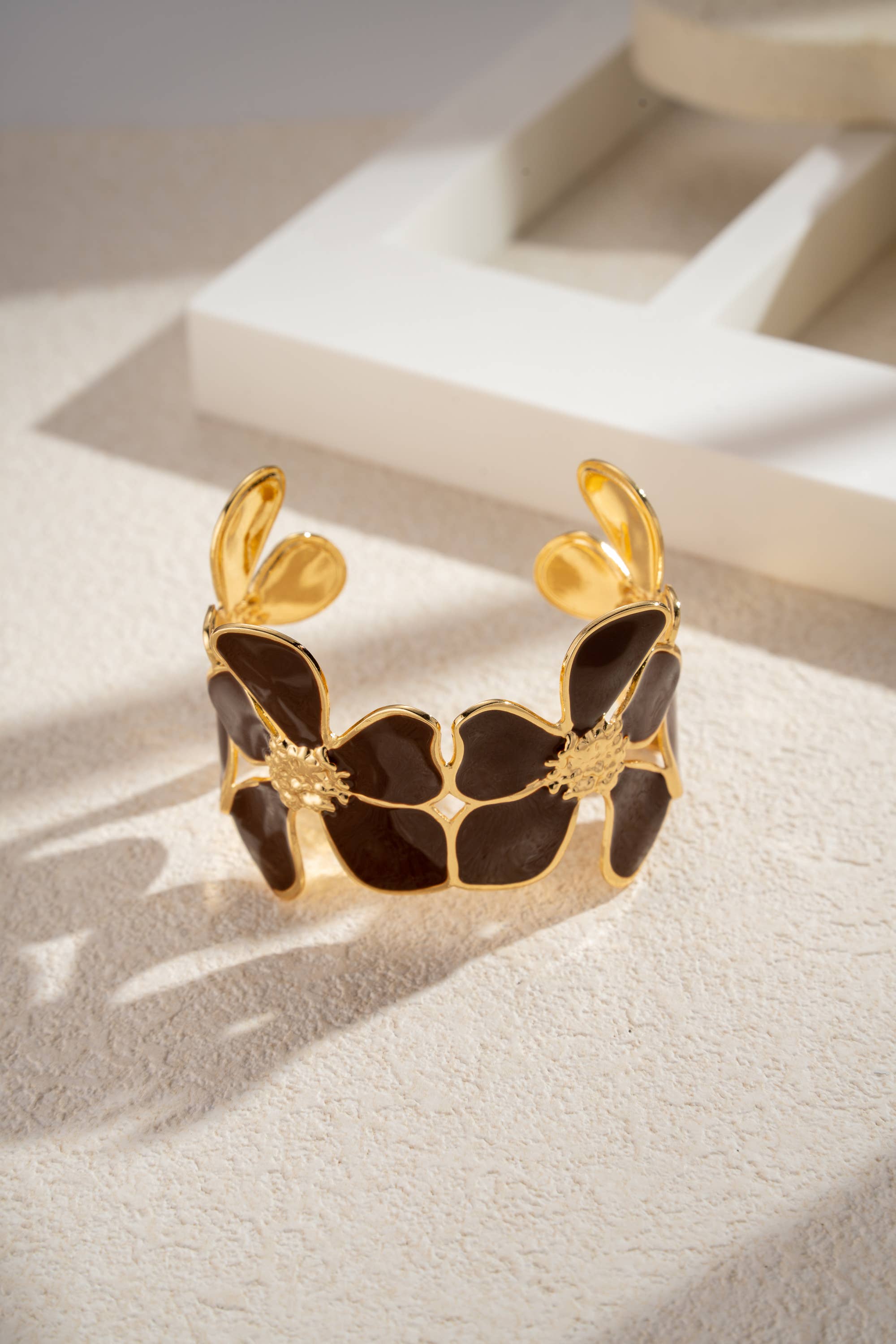 Bracelet manchette SOLEA – acier inoxydable 316L – brun ou crème