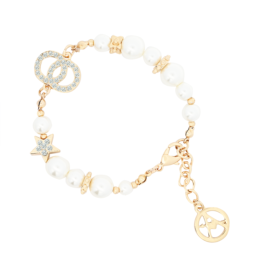 BRACELET EN PERLES AVEC DOUBLE CERCLE ET ÉTOILE - S16001G