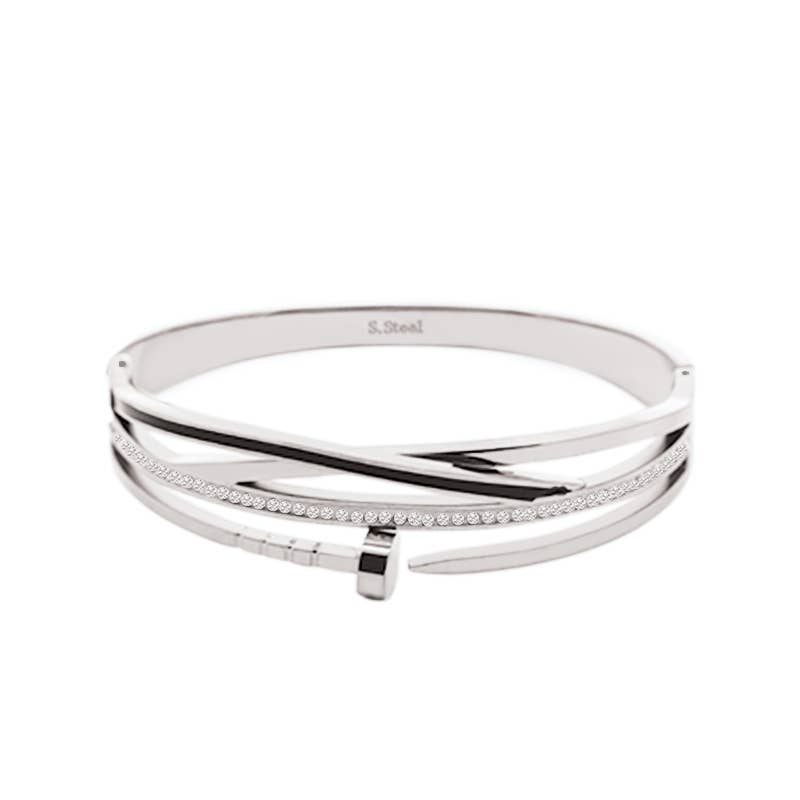 BRACELET RIGIDE CLOU AVEC STRASS - DH22100D359