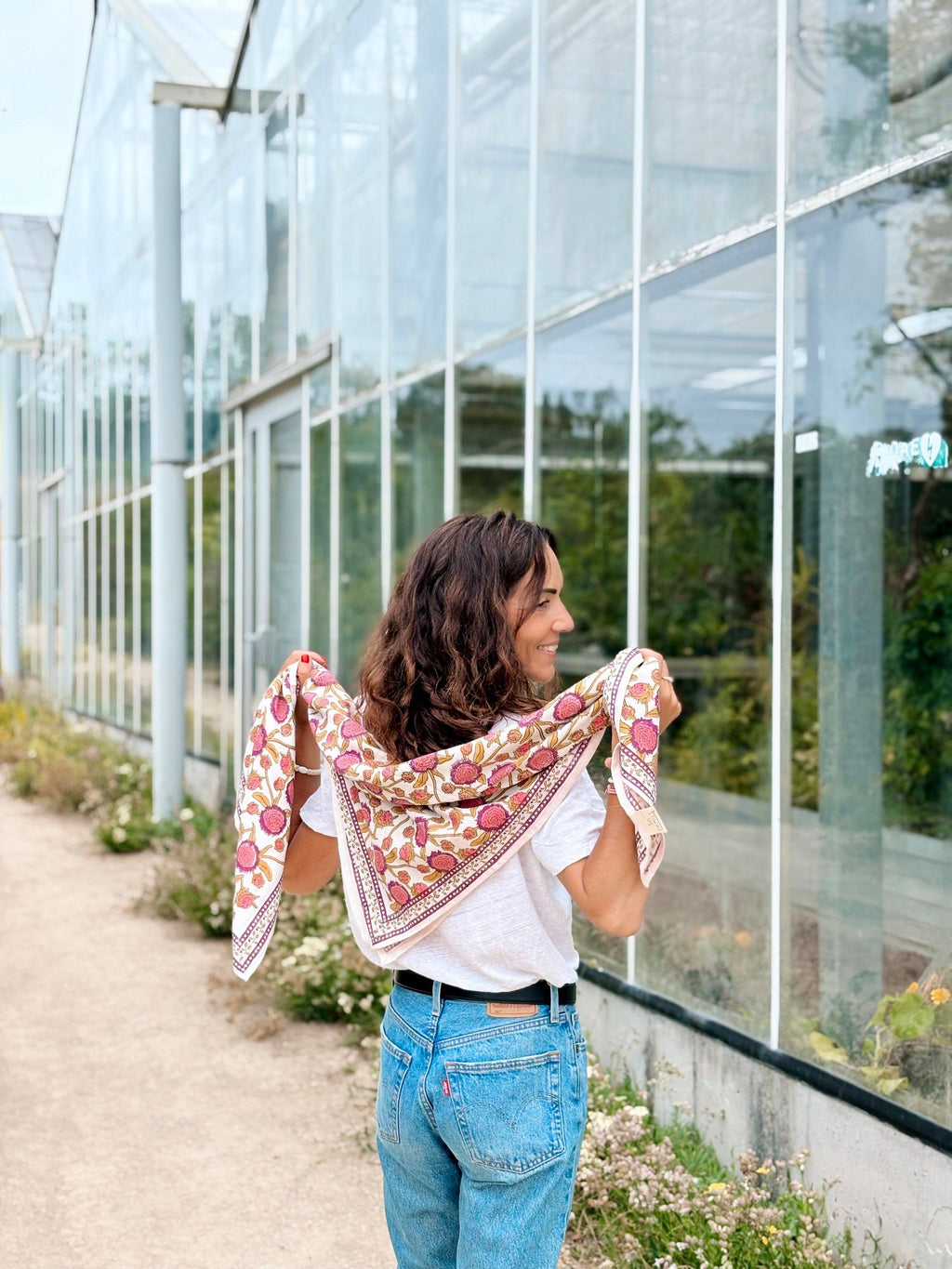 Foulard Adulte Pink Pondichery 100 cm