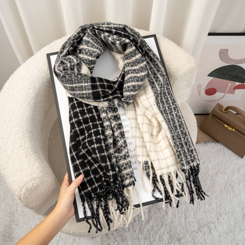 Écharpe à carreaux hiver douce et chaude en tissu moelleux