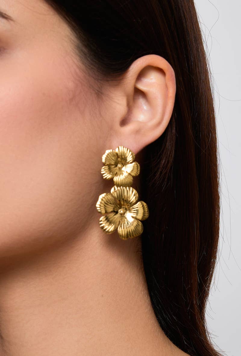 Boucles d'oreilles pendantes fleurs 124AQ169