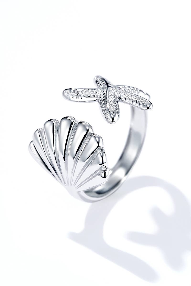 Bague coquillages en acier inoxydable 424AQ139
