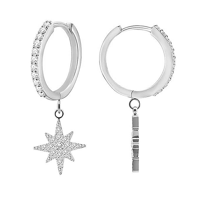 BOUCLES D'OREILLES CRÉOLES AVEC ROSE DES VENTS ZIRCONIA -JN24784A883