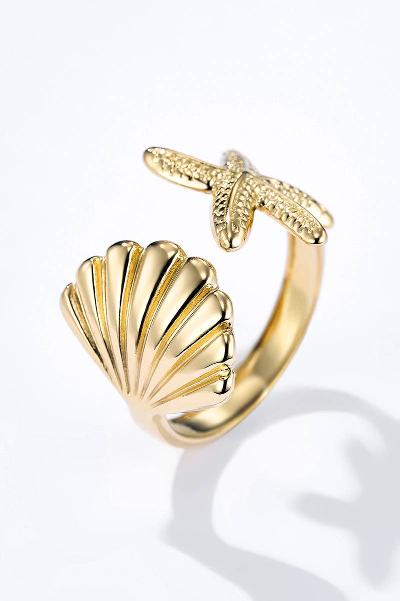 Bague coquillages en acier inoxydable 424AQ139