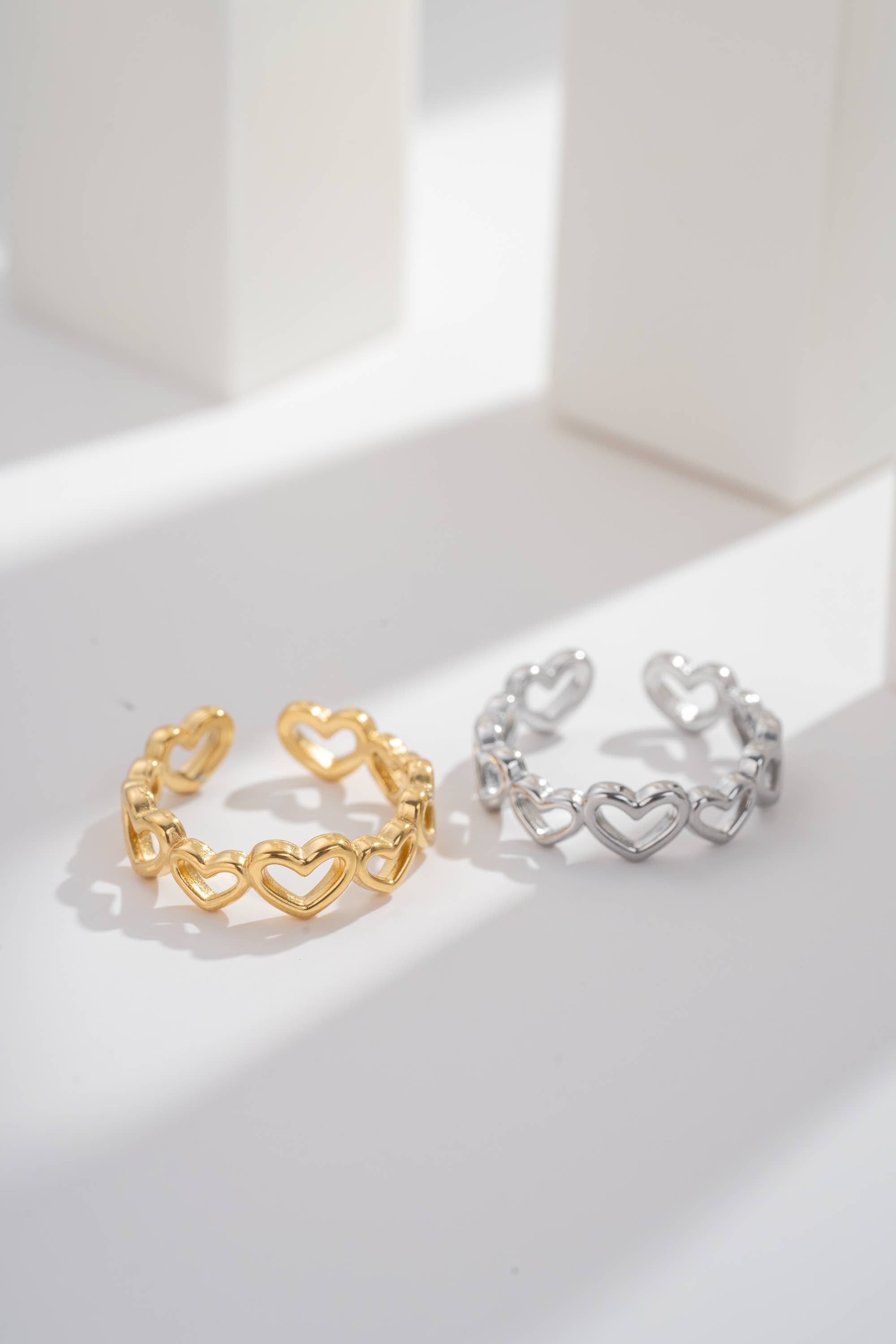 Bague cœur ajustable en acier inoxydable minimaliste