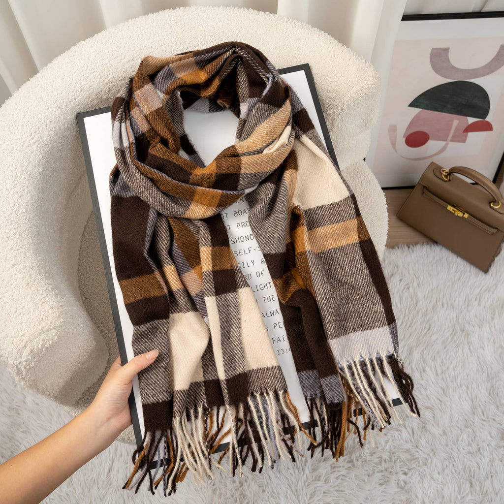 Foulard à gros carreaux femme chic et tendance et doux